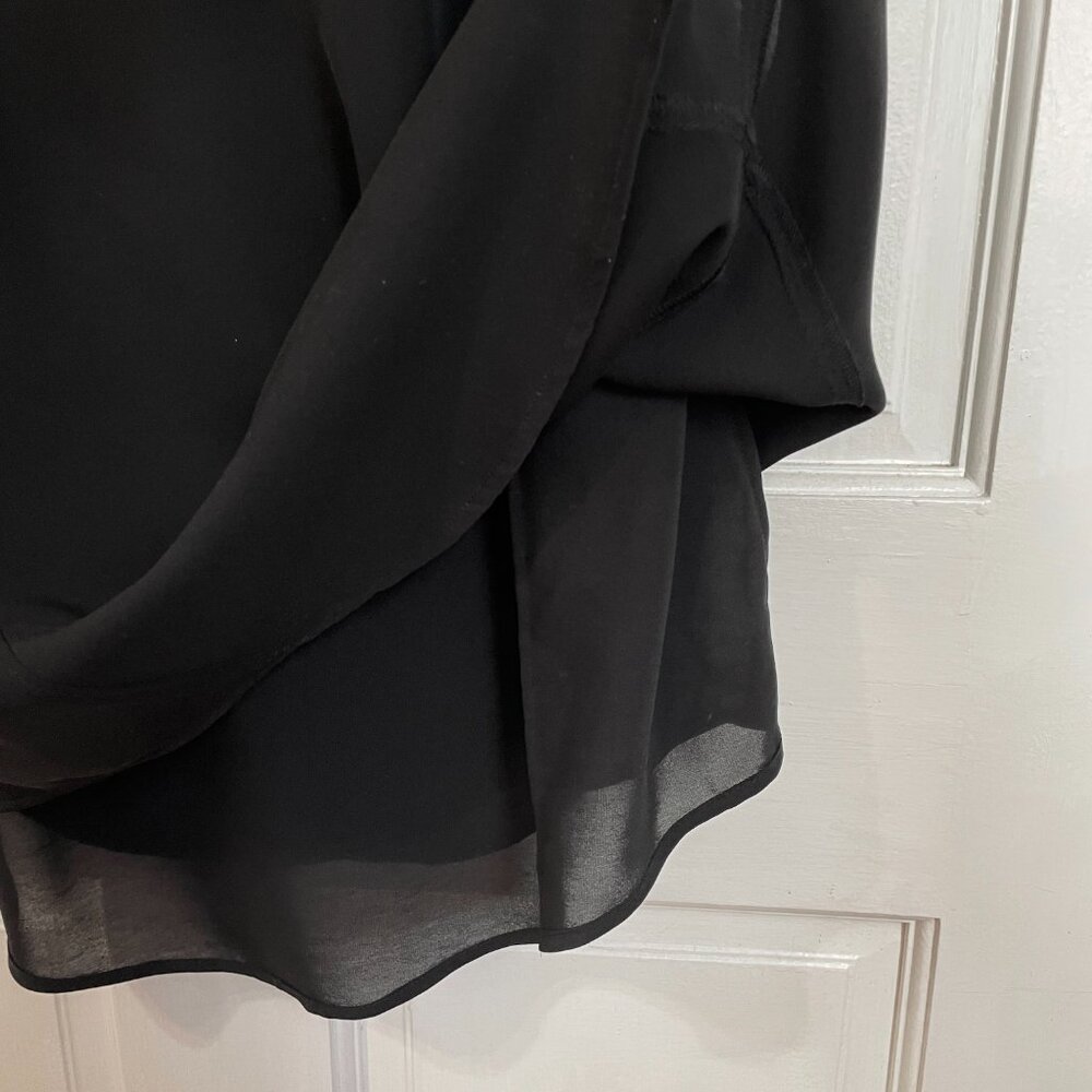 Theory 100% Silk Dress Black Mini Short Crew Neck Sleeveless Office LBD S M 4 - Picture 3 of 7